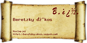 Beretzky Ákos névjegykártya
